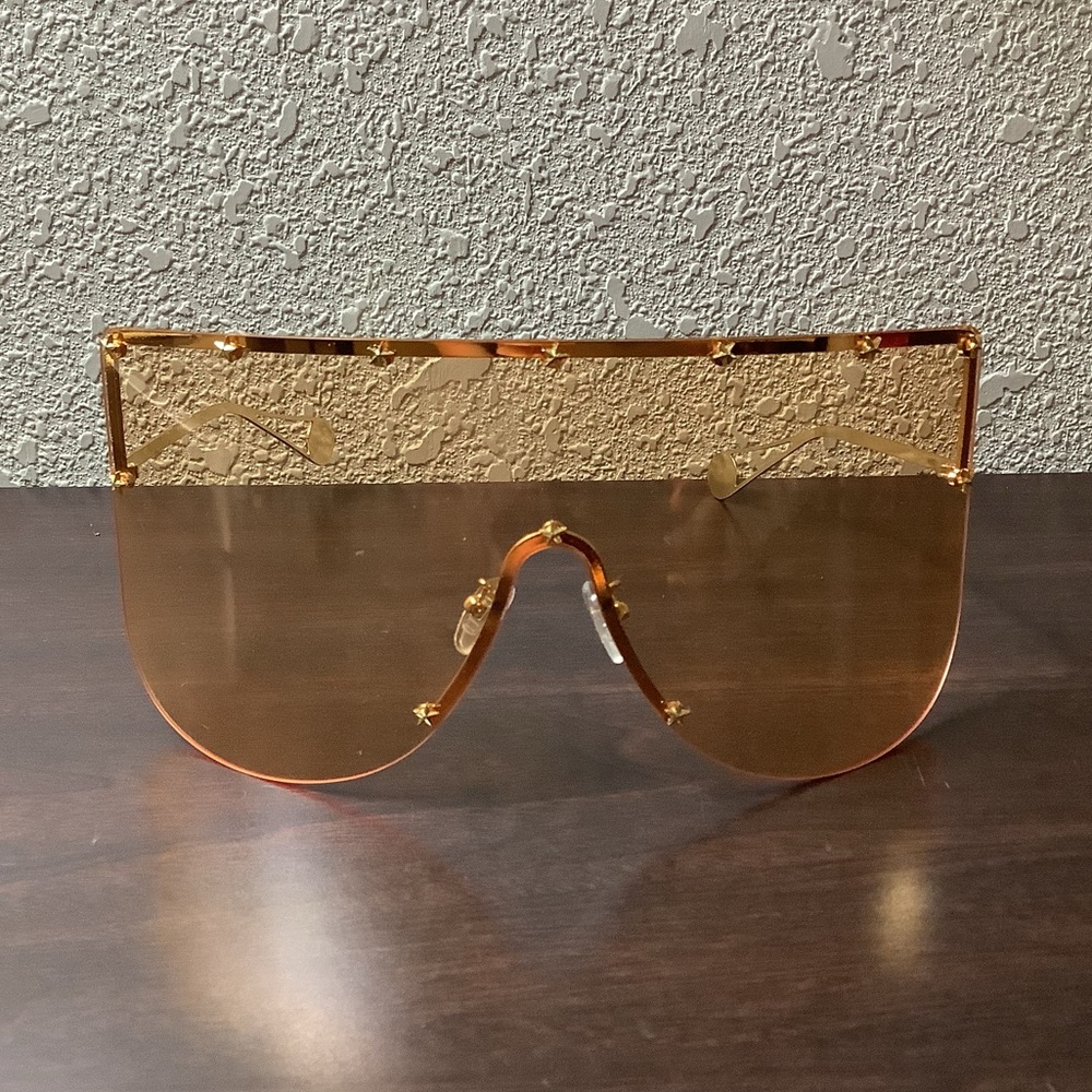 Extra large orange toned sunglasses